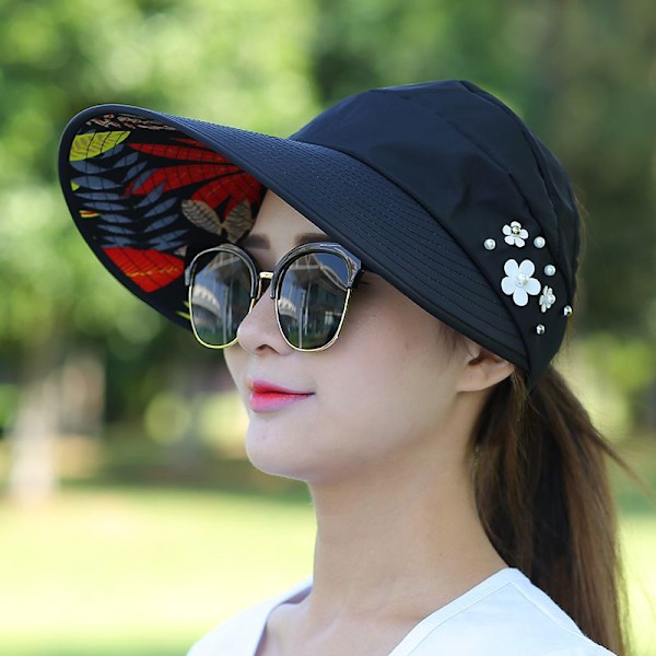 Sommerhatte Til Kvinder Foldbar Solhat Perleblomst Visir Suncr H