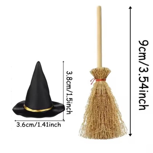 12/24 st Mini-häxhatt och minibeskost för Halloweenfest 12PCS
