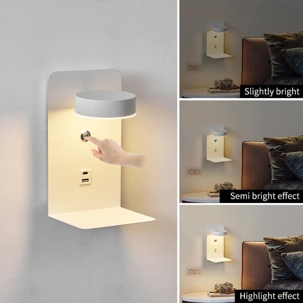 Soveværelse LED væglamper med USB-opladning væglampe til stue White