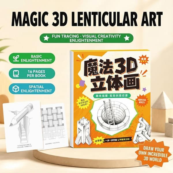 1/3 kpl Magic 3D Stereo Piirustuslehtiö Lasten Opetuksellinen Doodle-luonnos A4 3PCS