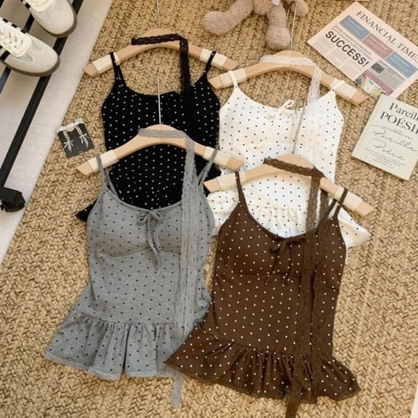 Damkläder Sommar Mode Casual Prickig Enfärgad Slim White