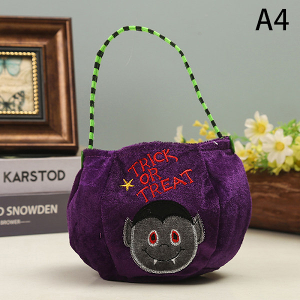 Halloween-kurpitsakarkkipussi, kudottu, kannettava karkkikori A4