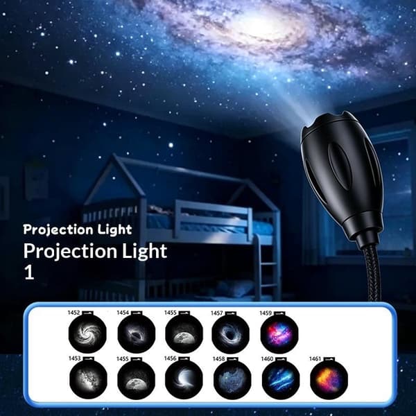 Mini Galaxy Stjerneprojektor 2-i-1 Atmosfære Natlys Soveværelse A1