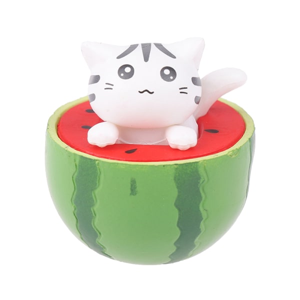 1 st vattenmelon katt prydnad miniatyr figurer Kattunge staty White