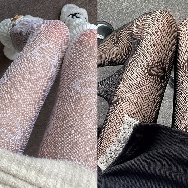 1 STK Love Jacquard Mesh Socks Sweet Lovely Girl Lolita Ins Stock White