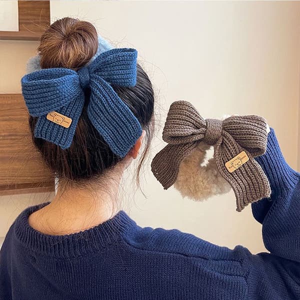 Nya Scrunchie Kvinnor Varmt Hår Scrunchies Vinterstickade hårslipsar C