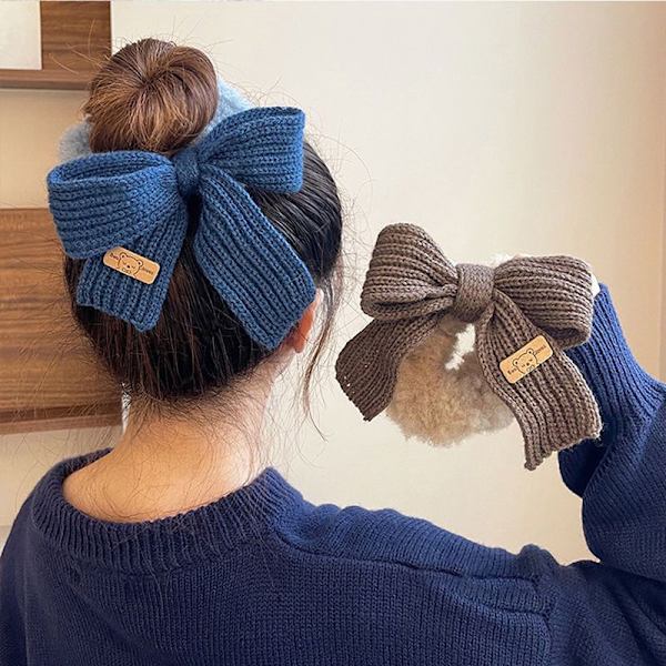 Nye Scrunchie Damer Varmt Hår Scrunchies Vinter Strik Hårbånd C