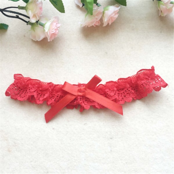 kvinner brude elastisk blonder bowknot strømpebånd bein belte bryllup del Pink