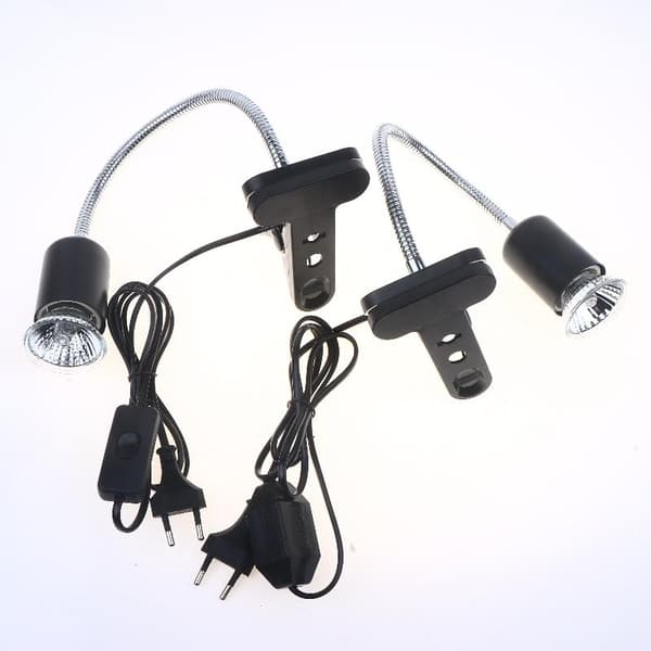 1 sett reptil varmelampe 50/75W UVA UVB lys roterbar soling 75W A