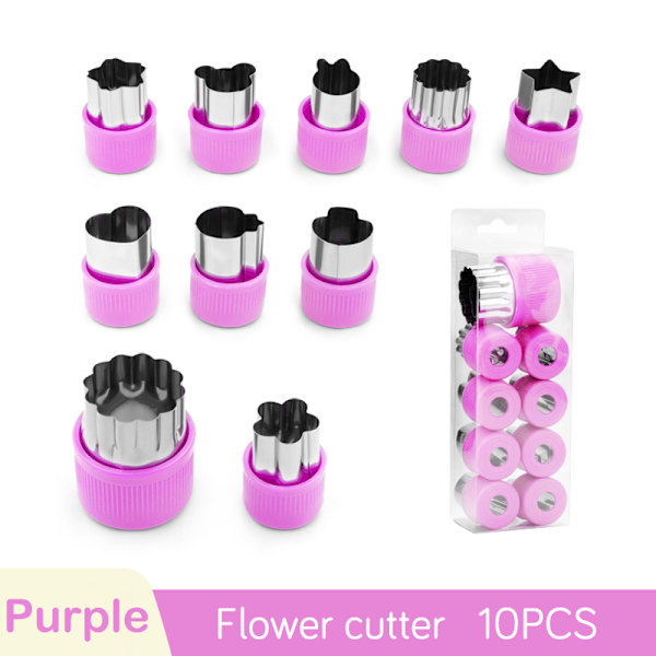 Grönsaksfrukt ter Rostfritt stål Blommor Tecknad Form Form 10pcs-Purple