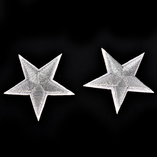 10 STK Sølvstjerner Broderede Badges Stryg Patches Motiv App