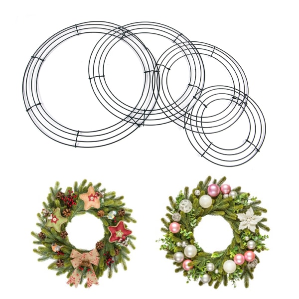 Rund bøyle DIY Christmas Wire Wreath Ramme Veggoppheng For Ons 14 inch