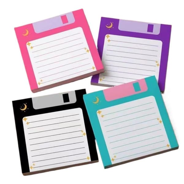 4-pak retro diskette-sticky notes, himmelsk måne-notesblok A1