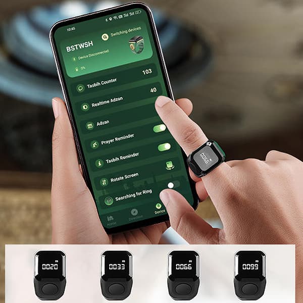 Bluetooth Digital Ring Finger Tæller Med OLED-skærm Lydløs Black 20mm