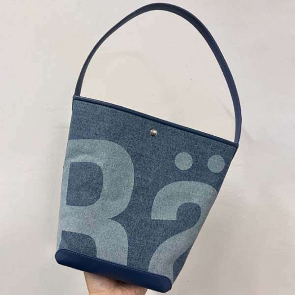 Bucket Bag Pendelväska med hög kapacitet Dam Canvas Shoul Blue
