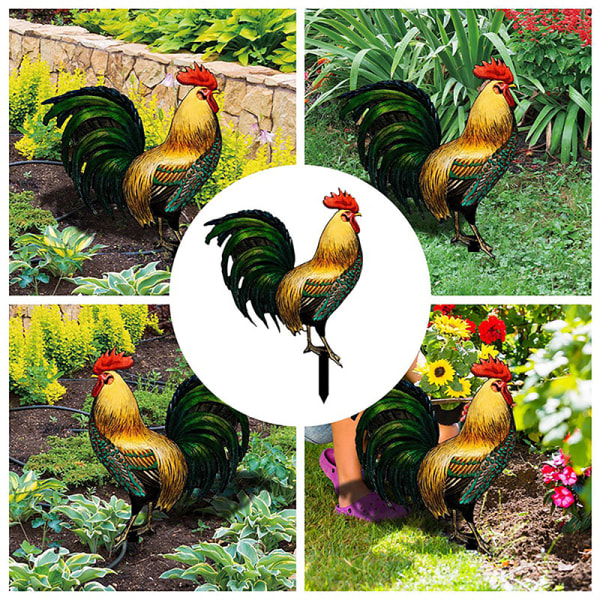 Tuppstaty 2D kycklingskulptur för trädgårdsinredning