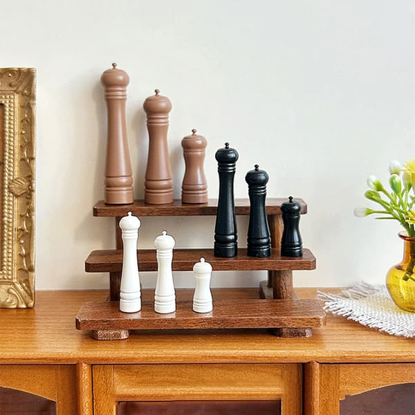 3 st dockskåp legering matlagning pepparkvarn flaska miniatyr M A5