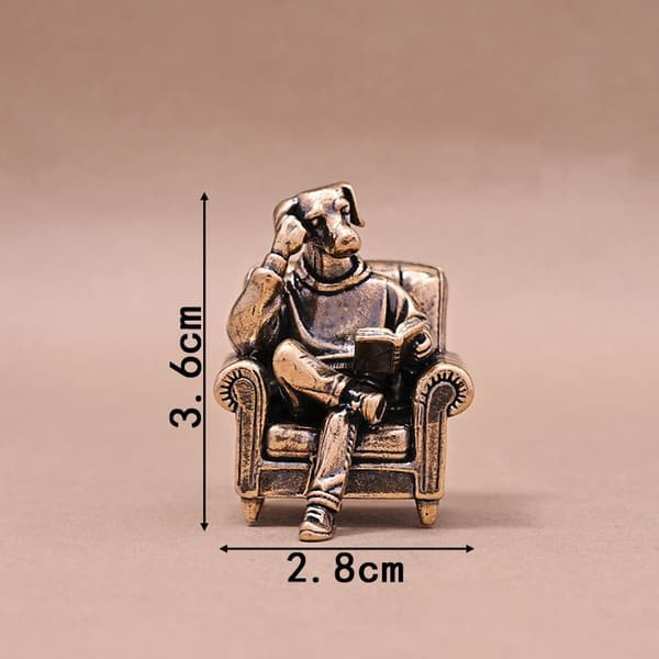 Hund CEO Miniature Figur Retro Skrivebordskontor Indretning Samlerobjekt Copper