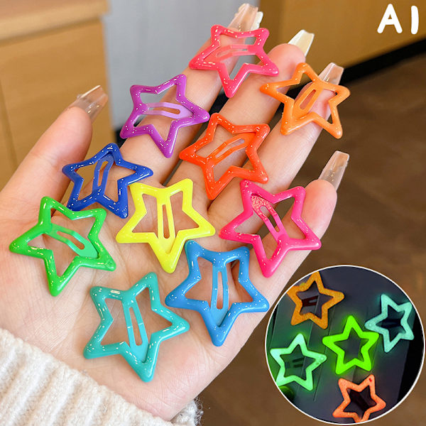 10 STK Candy Color Luminous Star Hårklemmer For Barn Jenter Headw A1