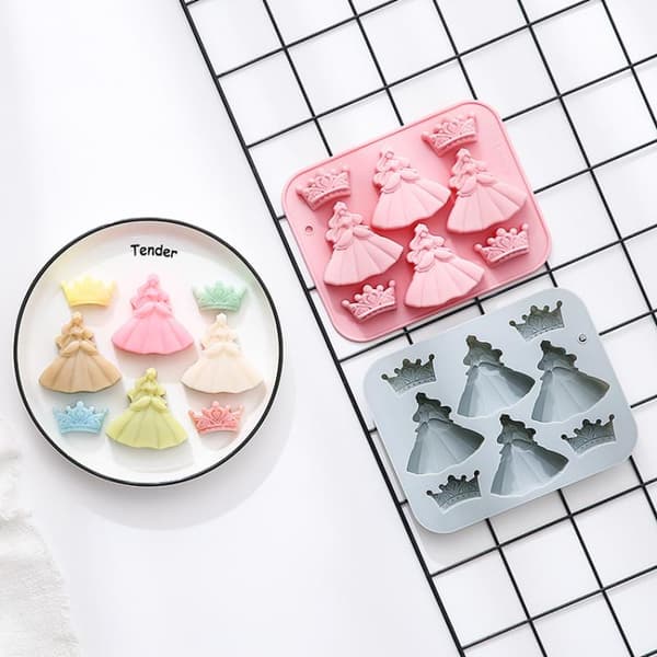 8-håls 3D Prinsessklänning Krona Silikonform Diy Epoxiharts Mo Blue