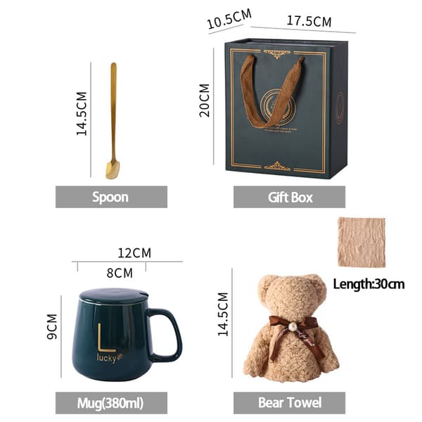 400 ml keramisk mugg presentset handhållen kaffe-/tekopp med sked T Red