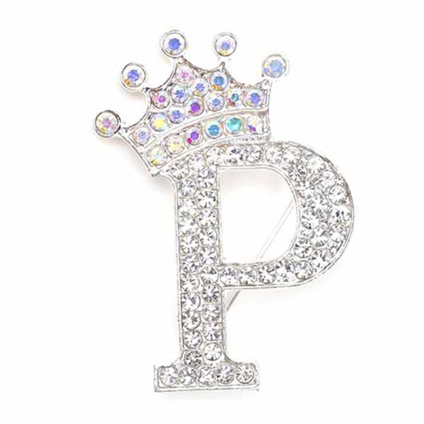 Fashion Crown 26 inledande bokstäver A till Z Crystal Rhinestone Broo Silver-P
