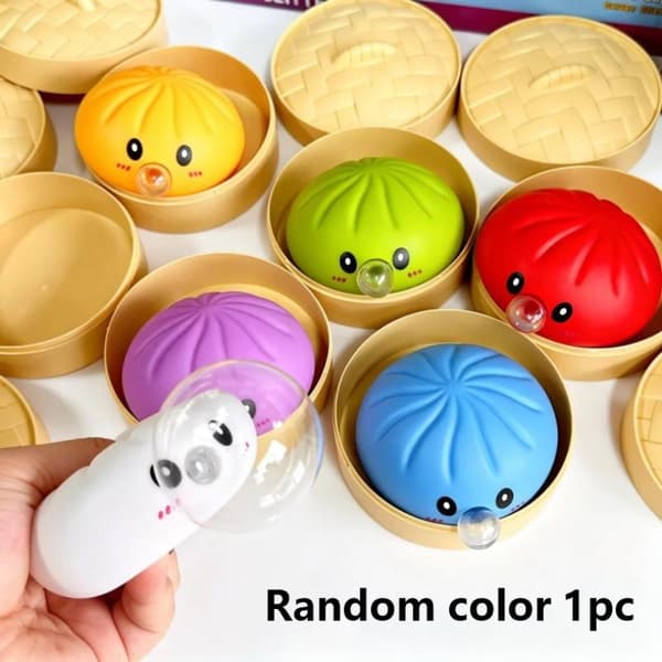 Dumpling Blow Bubbles Leketøy Dumpling Squishies Med Steamer Fidg 1pc