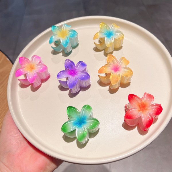 4cm Candy Colored Plumeria Frosted Flower Plate -hiusklipsihiukset A10