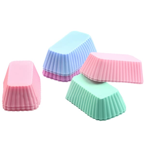 5 Styck Silikon Molds Rektangulära Muffin Cup Tårta Bakning Mou Random-5pcs