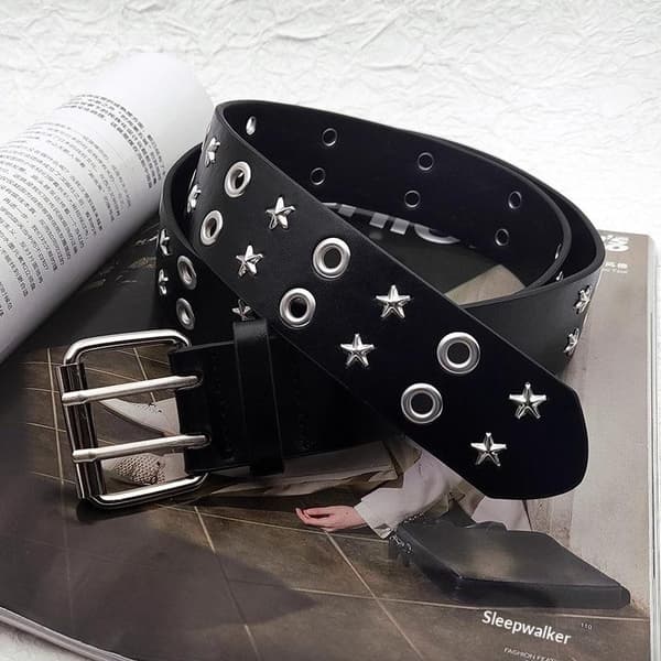 Kvinders Nittebælte Mode Casual Punk Stil Pu Læder Taljebælte A5