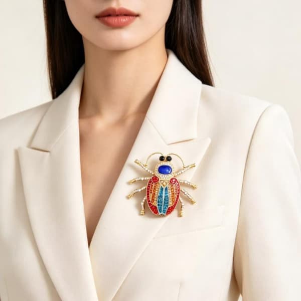 Mode Farverig Mousserende Rhinestone Bille Broche Tøj De