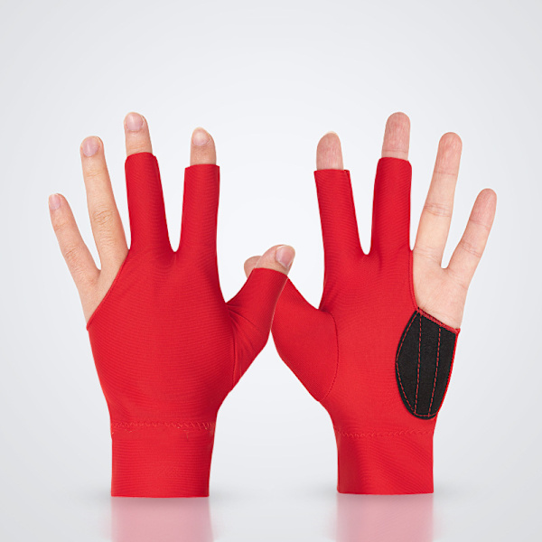 Spandex Snooker Billiard Cue Glove Pool Venstre Hand Åpen Tre Fi Red 1PC Left Hand