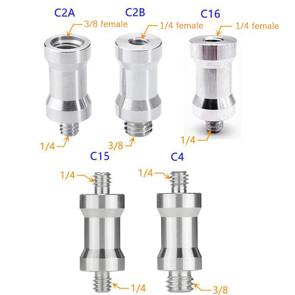 Konverteringsskruv 1/4 till 3/8 skruv Blixtstativ Stativskruvadap A