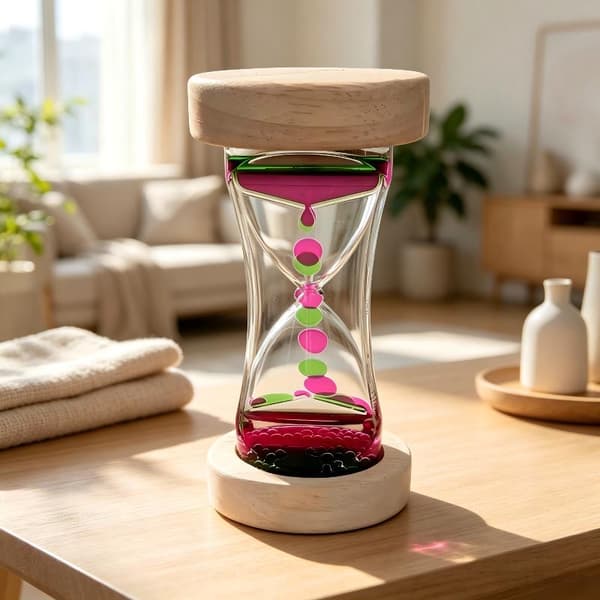 Hjemmeblandet farge skrivebord timeglass timer bevegelse sensorisk leketøy A2