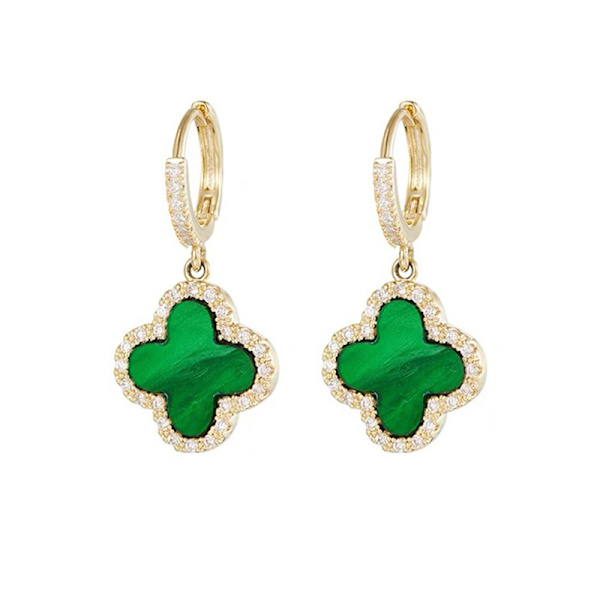 1Par Clover Örhängen Lucky Clover Stud Örhängen e Fashion Simp Black