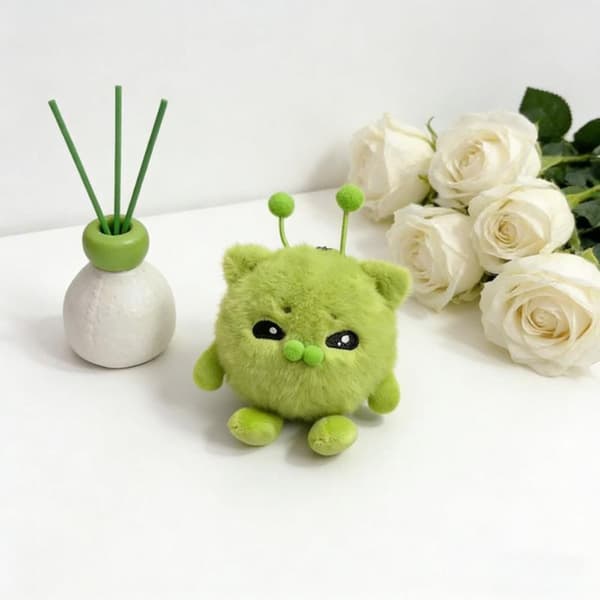 e Fluffy Plys Nøgleringe Banan Kat Grøn Alien Designs Blød Til A3