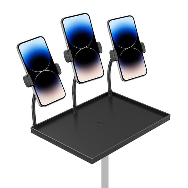 1 sett mikrofonstativ lydkortbrett Live mikrofon plast 3 Phone Holder