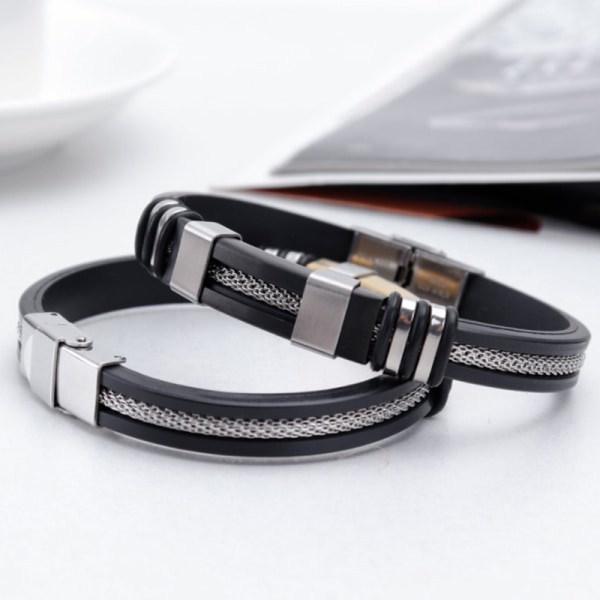 Man Armband Rostfritt Stål Casual Justerbart Armband För mig black
