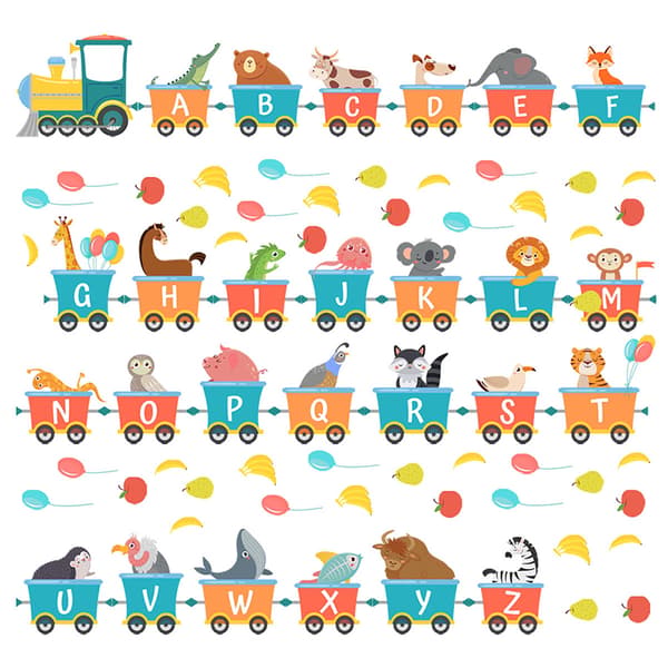 Alphabet Animals Train Early Education Väggdekaler för barn R Multicolor