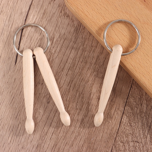Mini Drum Sticks Nøglering Træ Drumsticks Nøglering Keyfob A