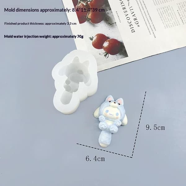 1 stk e Sanrio Stearinlys Silikonform 3D Kuromi Aromaterapi Plast KT Cat