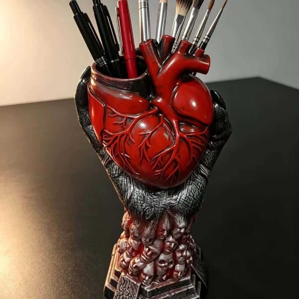 Gotisk Anatomisk Hjerte Harpiks Vase Unik Kraniebase Perfekt Til A7