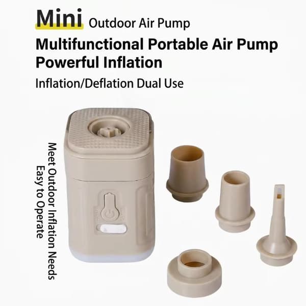 Mini elektrisk luftpumpe med lys for oppblåsing og tømming A2