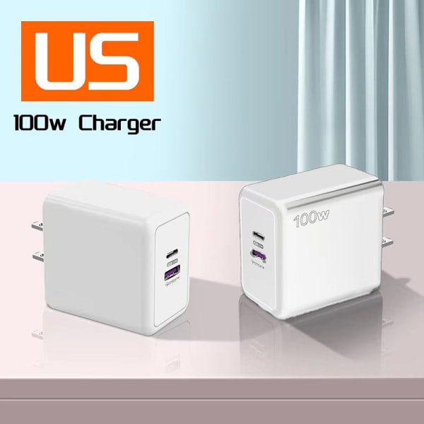 100W USB Type-C Laddare PD Power för Ipho White EU-Plug