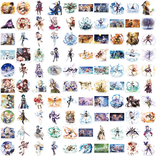 100 stk Anime Genshin Impact Game Stickers Cartoon Waterproof Ki