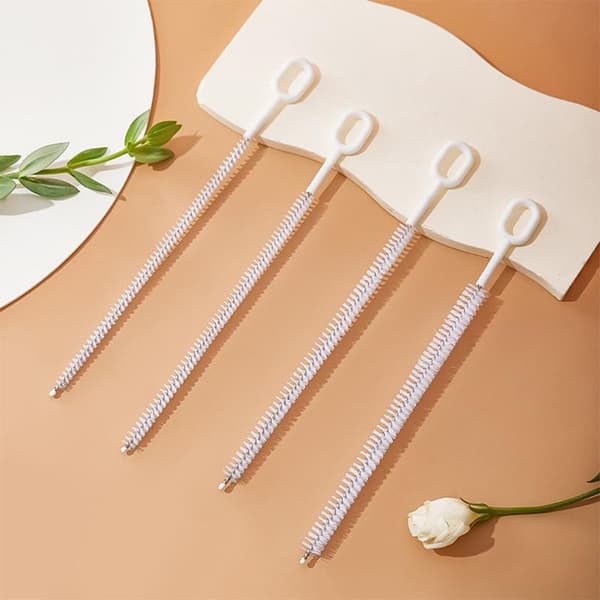 Rensebørste til sugerør Fuld dækning børster Langt sugerør renser 4PCS