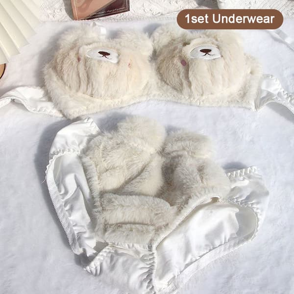 1Set e Damunderkläder Plyschbjörn Ingen stålring Push Up BH & Brown set 80AB