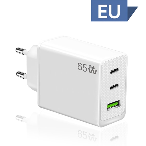 65W USB Type-C GaN-lader Hurtigladende strømforsyningsadapter F EU-Plug