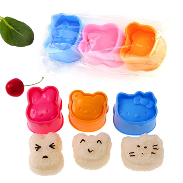 3 st Sushiformar i form av tecknad björn, risbollform DIY Bento 1Set/3pcs
