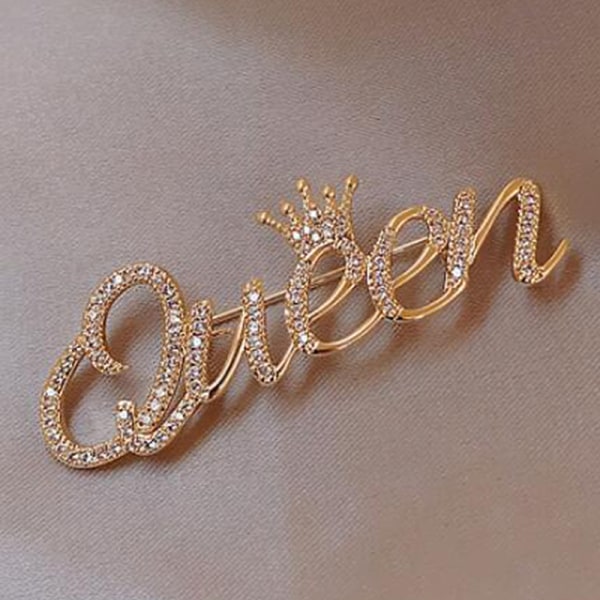 Rhinestone Queen Brosjer for kvinner 2-farge Crown Letters Party Gold